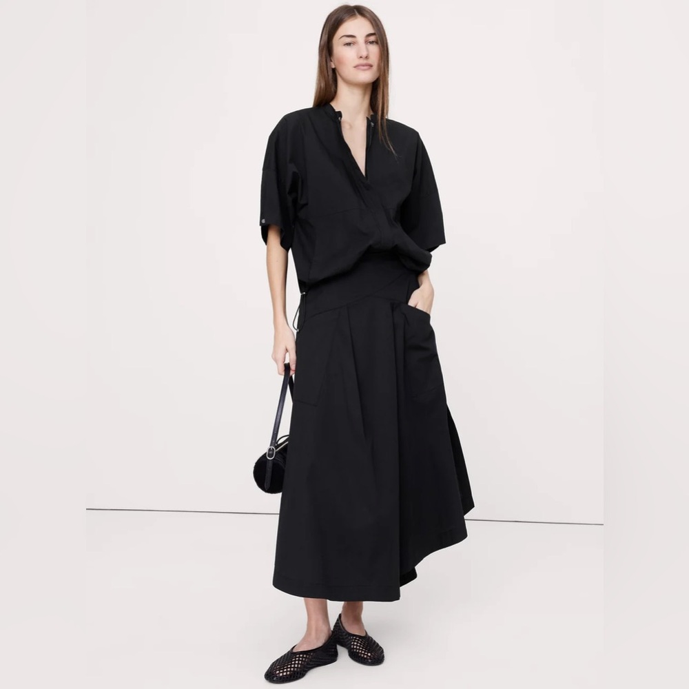 NWT! Banana Republic Stretch Cotton Drop Waist Black Maxi Skirt - Size 12 🗺️6️⃣